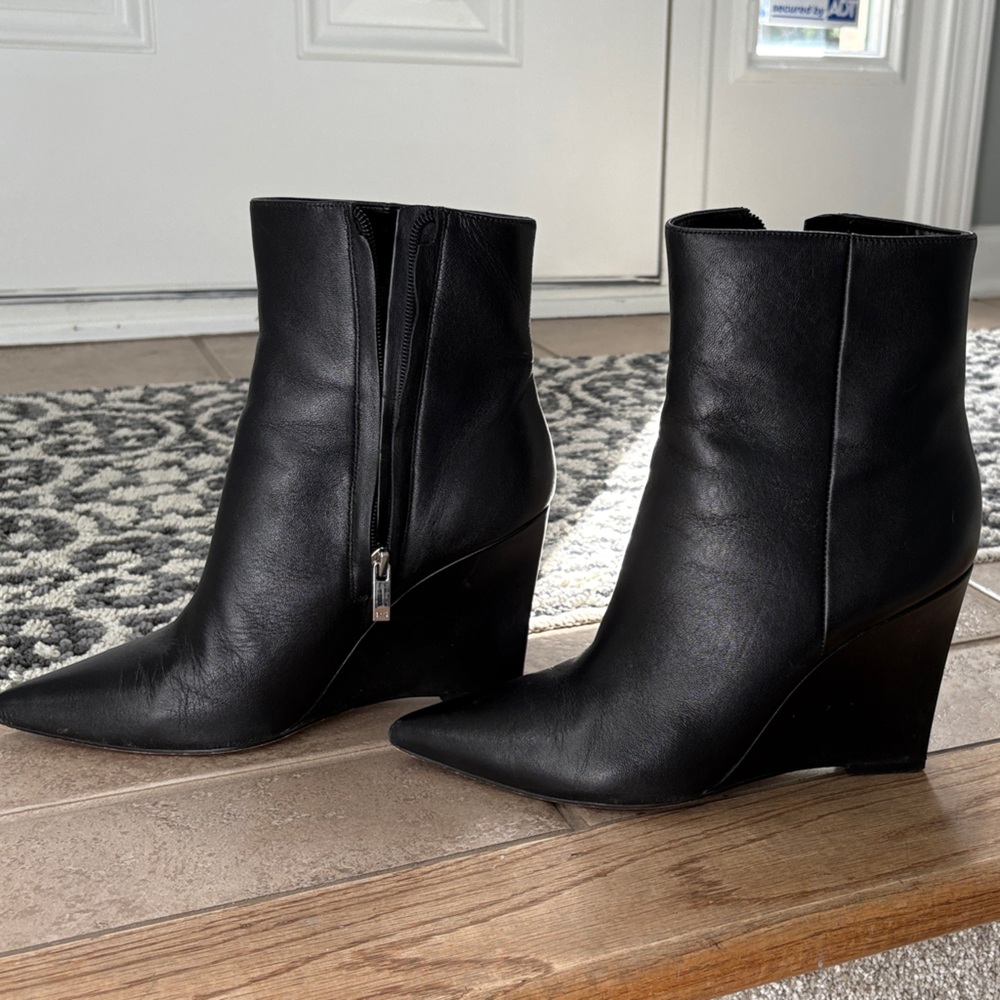 Marc Fisher Black Wedge Heeled Boots